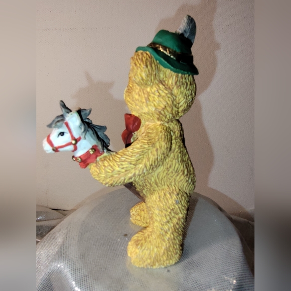 1995 BC Bronson Collectibles| Brown Bear With Feather Hat Riding a Toy Horse - Picture 4 of 7